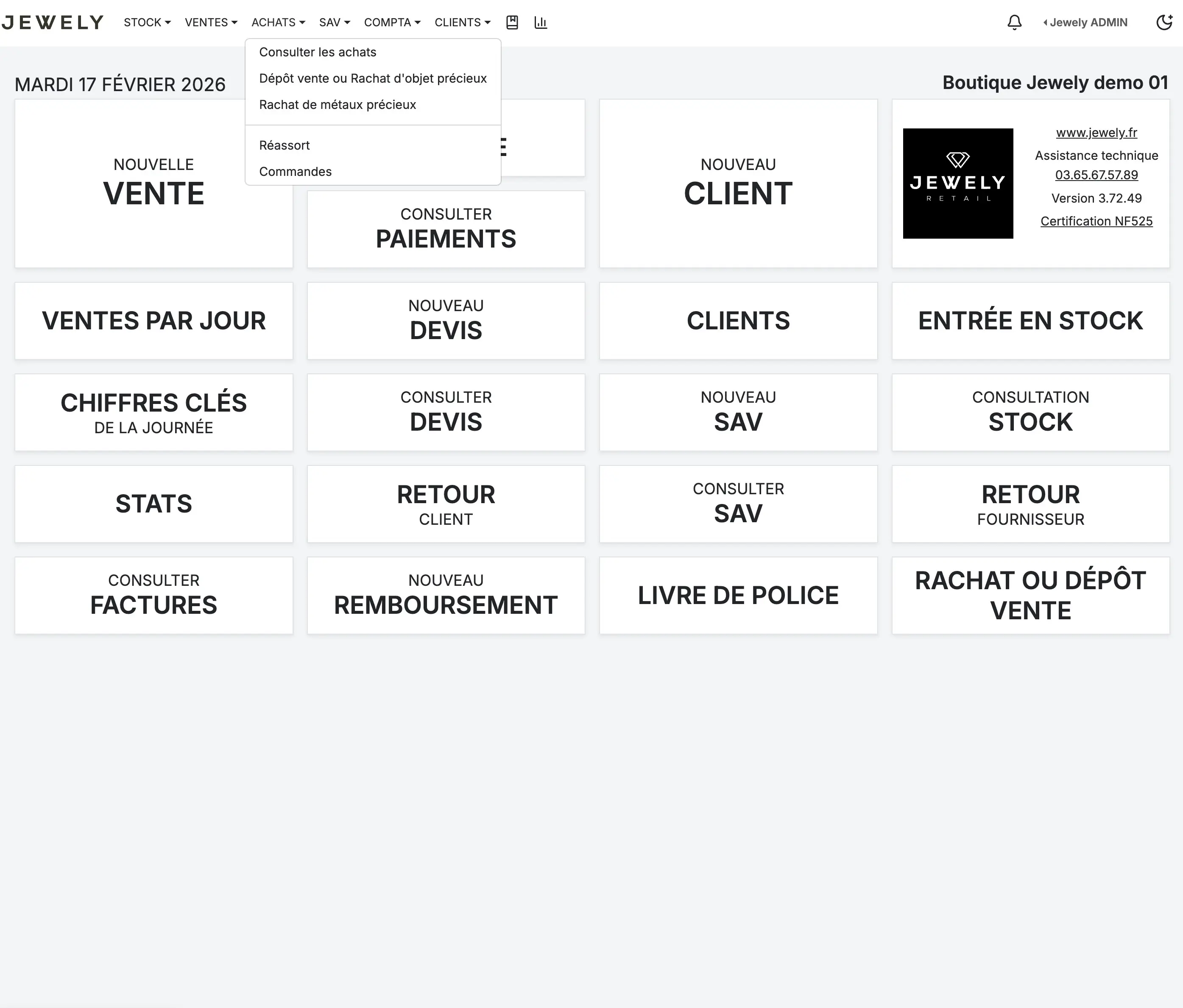 PURCHASES menu with the option of Consignment or Buyback of valuable items