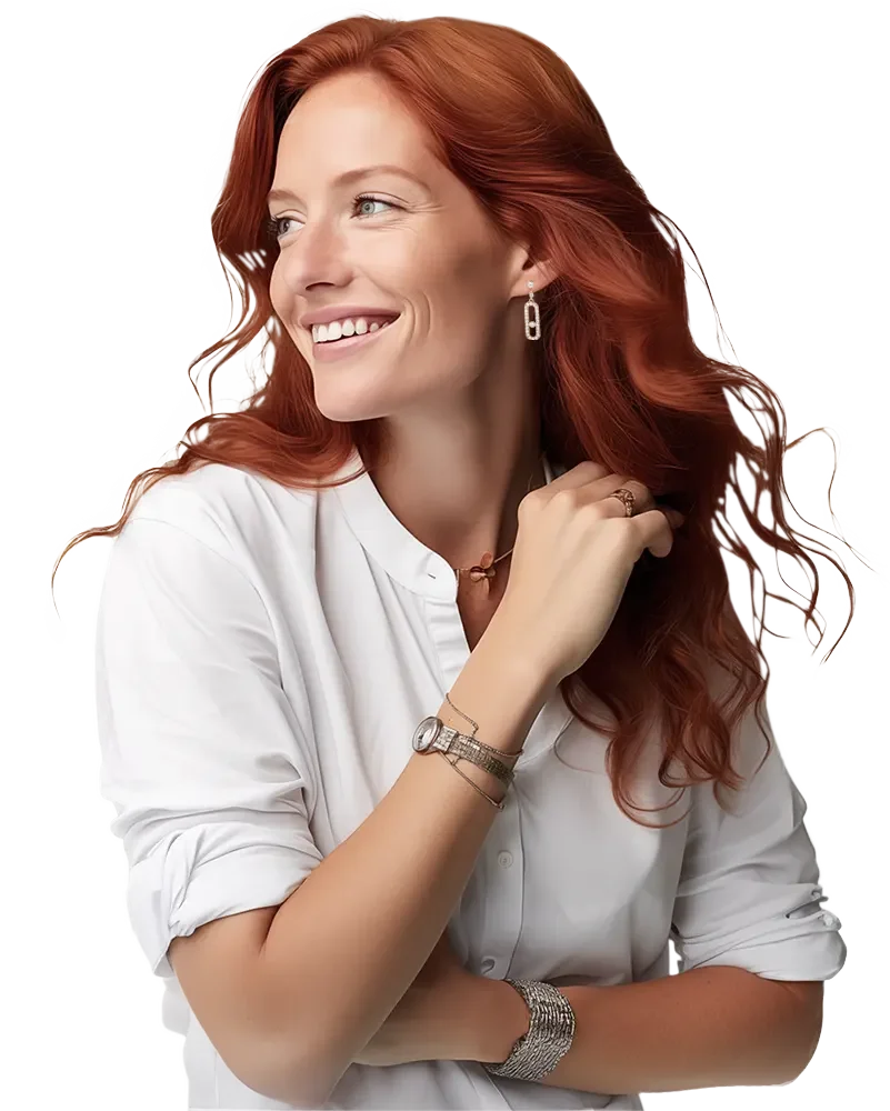 Femme portant des bijoux et une montre
